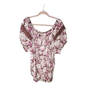 Floral Print Women's Blouse - Pink and White